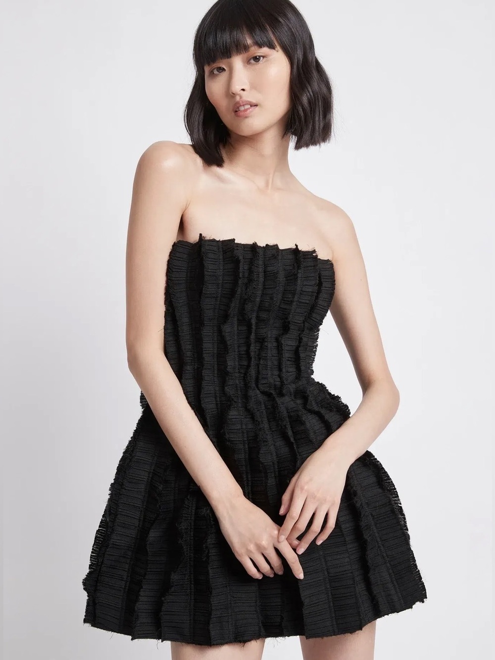 Aje The Hybrid Ruffle Sleeveless Mini Dress in Black - Picture 4 of 10